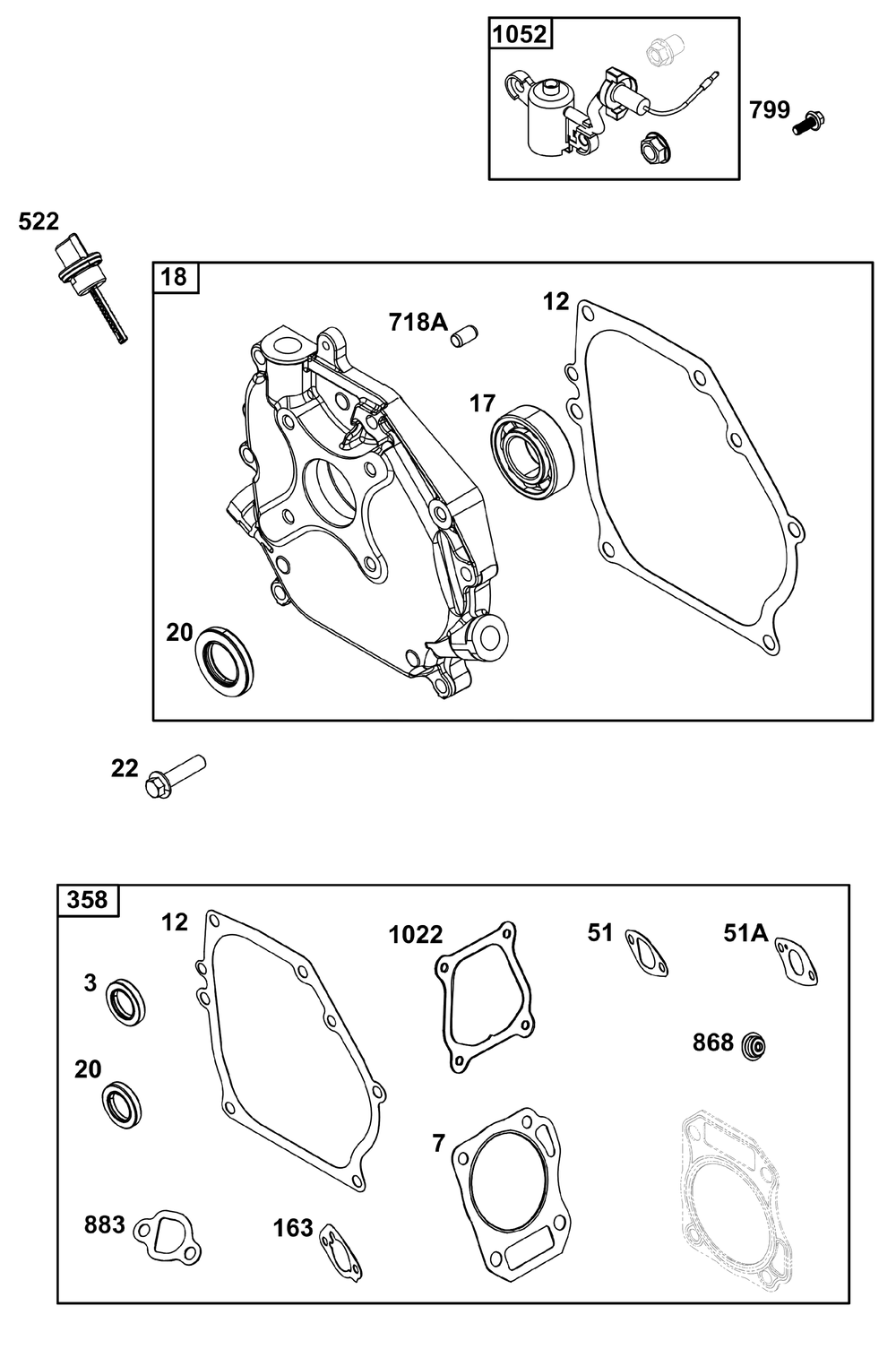 Crankcase Cover/Sump And Lubrication Group Diagram and Parts List for 130G32-0005-H5 100000 - 19Z999 Briggs and Stratton Engine